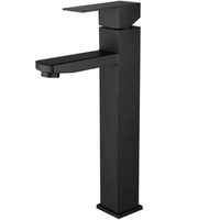 Jack Brown Square Tall Bathroom Basin Mixer Tap With Hose
